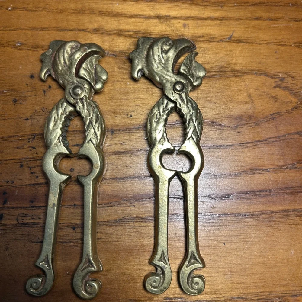 Vtg Lot of 2 Brass Nutcracker‎ Chicken rooster Head Bottle Opener Kitchen Tool